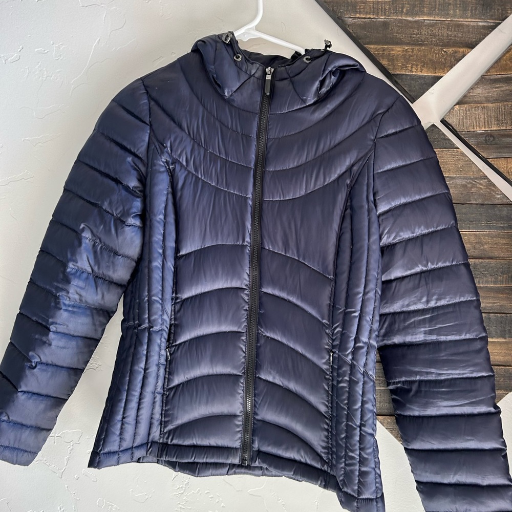 Andrew Marc Goose Down Puffer Jacket Coat Hood Lightweight Packable Womens S